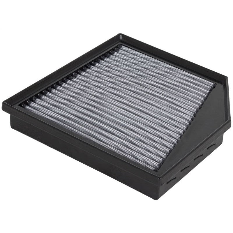 aFe MagnumFLOW PRO Dry S air filter with white synthetic media and black polyurethane frame