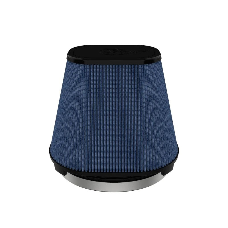 Oval aFe Power Pro 5R performance air filter featuring blue oiled cotton media and a black polyurethane base.