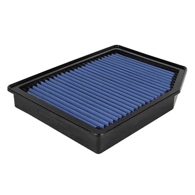 aFe Power MagnumFLOW Pro 5R drop-in air filter featuring blue oiled cotton media and black polyurethane frame.