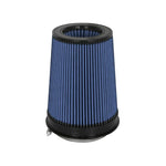 aFe MagnumFLOW Pro 5R universal air filter featuring blue oiled cotton gauze media, 5-inch flange, and inverted top design