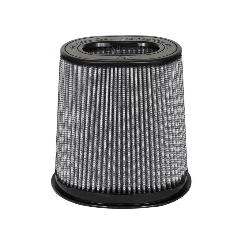 aFe Power MagnumFLOW Pro DRY S conical air filter with blue synthetic media and black polyurethane base and top.