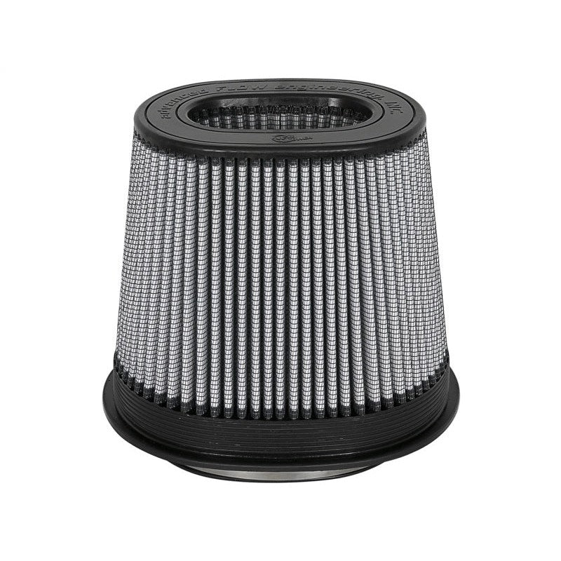 aFe Power MagnumFLOW Pro DRY S conical air filter with oval inverted base and black polyurethane flange