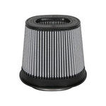 aFe Power MagnumFLOW Pro DRY S conical air filter with oval inverted base and black polyurethane flange