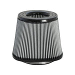 aFe MagnumFLOW Pro DRY S conical air filter with grey synthetic media and black polyurethane base and inverted top.