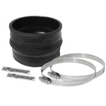 Black polyurethane hump coupler with two stainless steel worm gear clamps