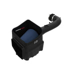 aFe MagnumFORCE Stage-2 cold air intake system with black XLPE housing and blue Pro 5R oiled air filter.