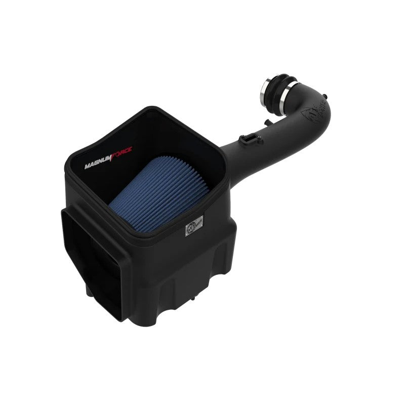 aFe MagnumFORCE Stage-2 cold air intake system with black XLPE housing and blue Pro 5R oiled air filter.