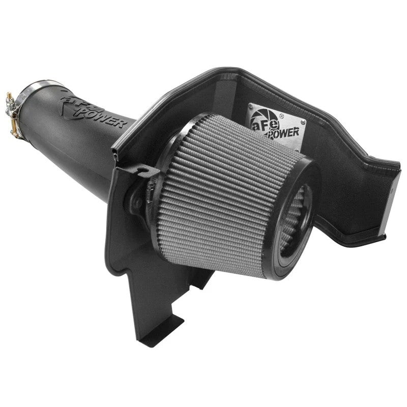 aFe Power MagnumFORCE Stage-2 cold air intake with black rotomolded air box and oil-free Pro DRY S filter.