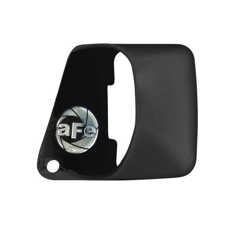Black powder-coated aluminum aFe Power Magnum FORCE dynamic air scoop for BMW air intake systems.
