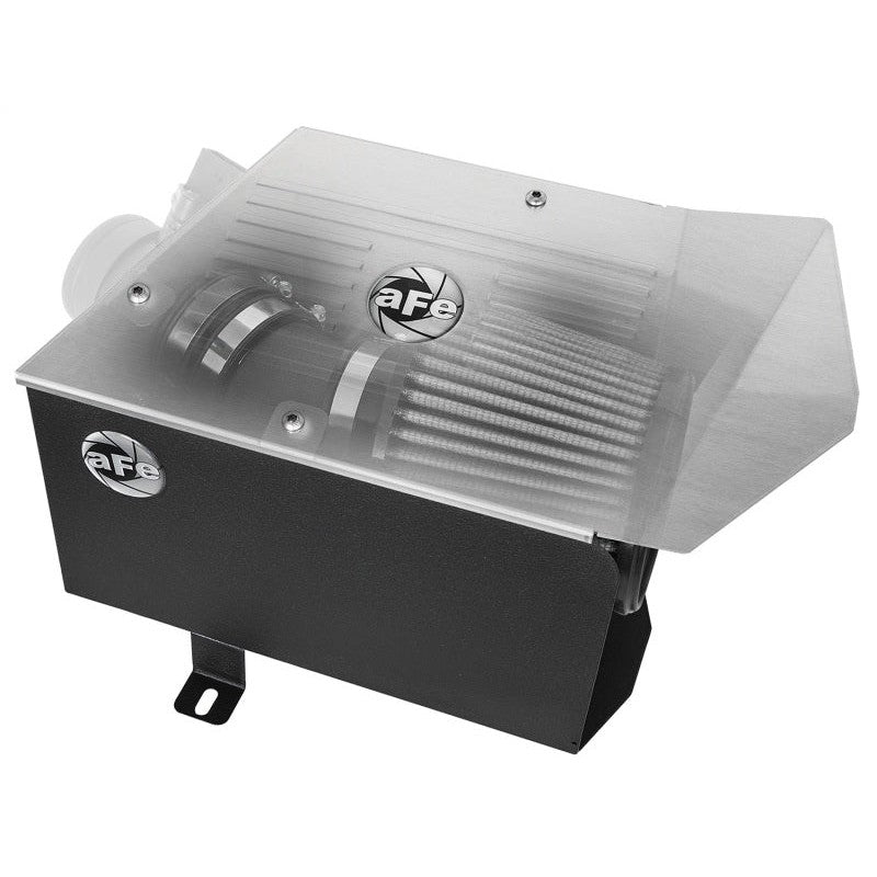 aFe Power MagnumFORCE Stage-1 intake system with black heat shield and Pro DRY S filter for VW 1.8T and 1.9L engines.