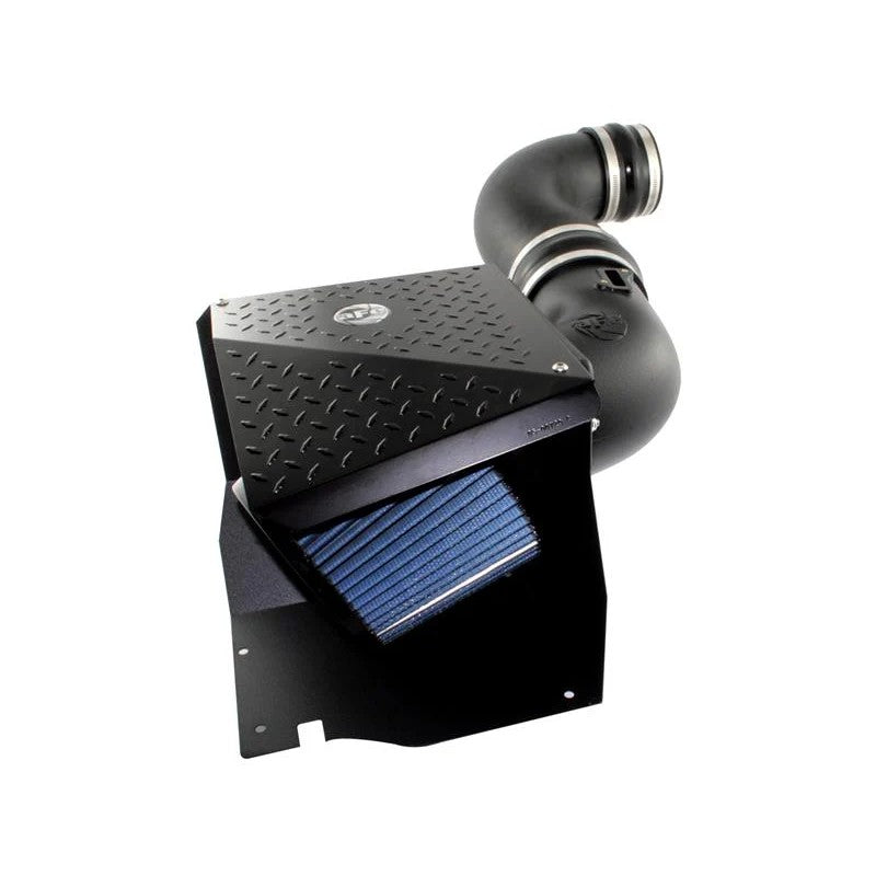 aFe Power MagnumFORCE Stage-2 intake system with black rotomolded tube and blue Pro 5R air filter
