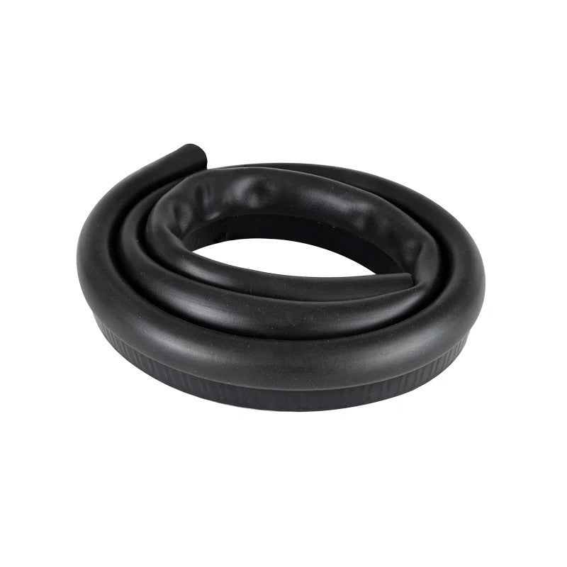 Black PVC and EPDM rubber intake trim seal with 3/4 inch bulb and internal aluminum retaining clips