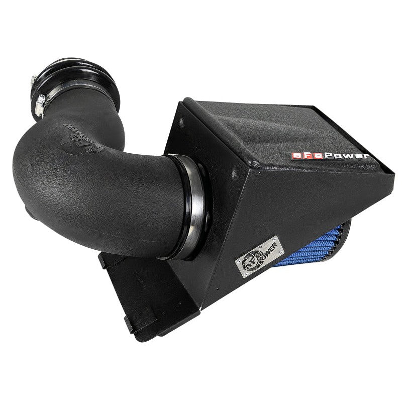 aFe POWER MagnumFORCE Stage-2 Pro 5R intake system with black roto-molded tube and blue conical 5-layer air filter.