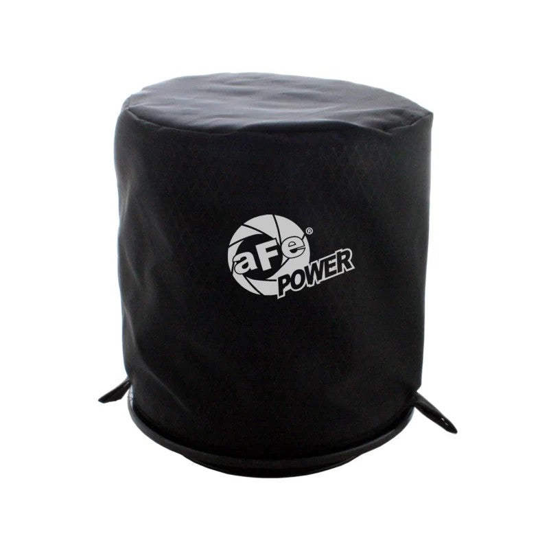 Black aFe Power MagnumSHIELD air filter pre-filter with white logo for Momentum HD intake systems.