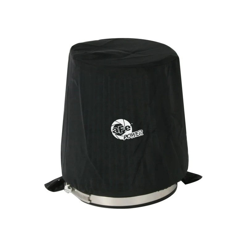 Black aFe Power MagnumSHIELD pre-filter fabric wrap with silk-screened logo