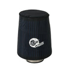 Black aFe MagnumSHIELD pre-filter with white aFe Power logo designed to slip over performance air filters.