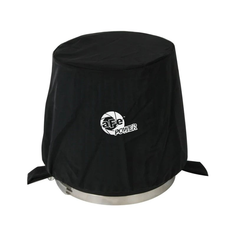 Black aFe Power MagnumSHIELD fabric pre-filter wrap with white silk-screened logo.