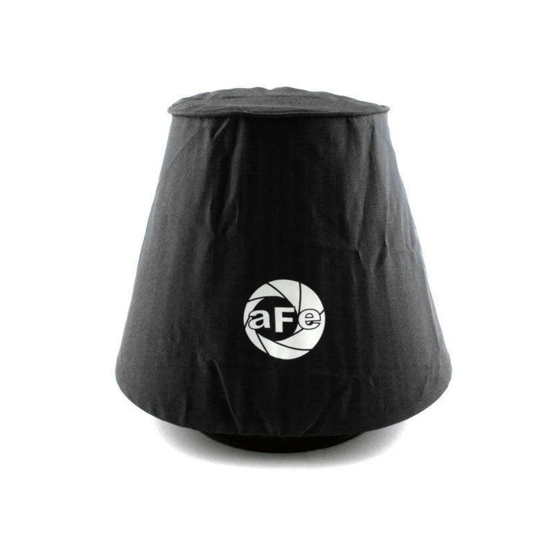 Black aFe MagnumSHIELD dry-weave air filter pre-filter with a white silk-screened aFe Power logo.