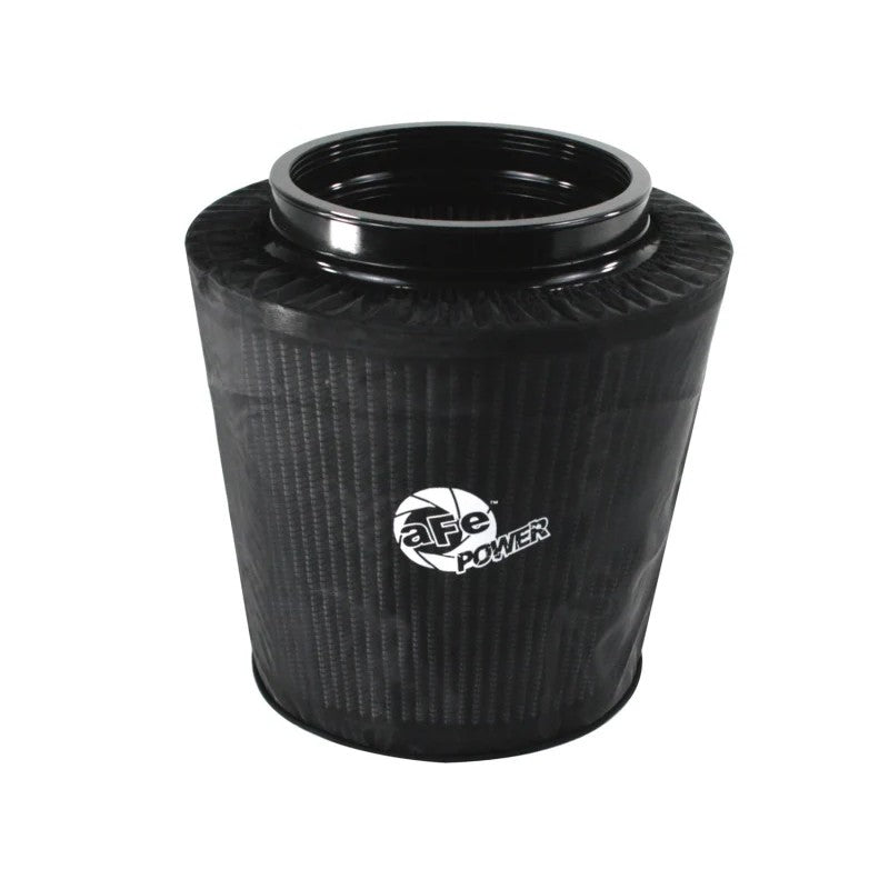 aFe Power MagnumSHIELD black pre-filter with white silk-screened logo for performance air filters
