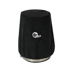 Black aFe Power MagnumSHIELD air filter pre-filter with white silk-screened logo and dry weave fabric construction