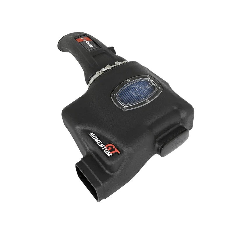 aFe Power Momentum GT Pro 5R Cold Air Intake with black roto-molded housing, sight window, and large oiled filter.
