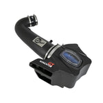 aFe Power Momentum GT intake system with black roto-molded housing, clear sight window, and blue Pro 5R oiled air filter.