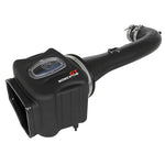 aFe Power Momentum GT air intake with black XLPE housing, clear sight window, and 5-layer oiled blue filter.
