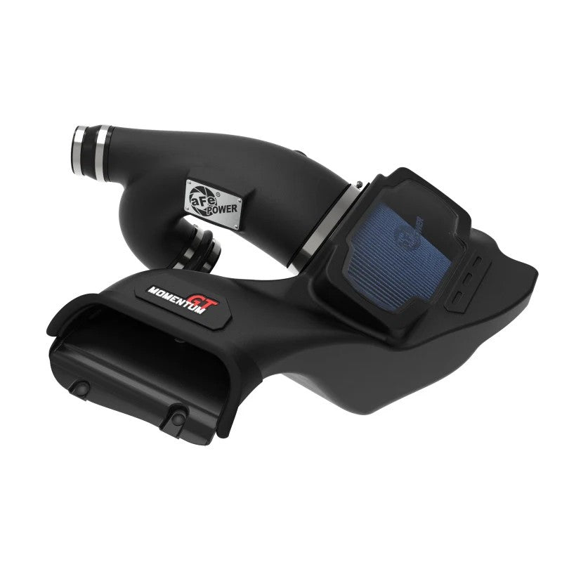 aFe Momentum GT Pro 5R cold air intake system with black XLPE housing, clear sight window, and blue 5-layer air filter.