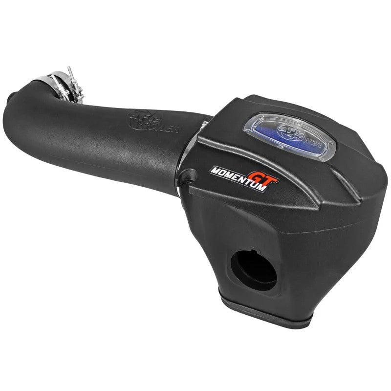 aFe Power Momentum GT Pro 5R Stage-2 intake system with black sealed housing and blue 5-layer filter for 5.7L HEMI engines.