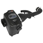 aFe Power Momentum GT intake with black roto-molded housing, clear sight window, and blue Pro 5R oiled air filter.