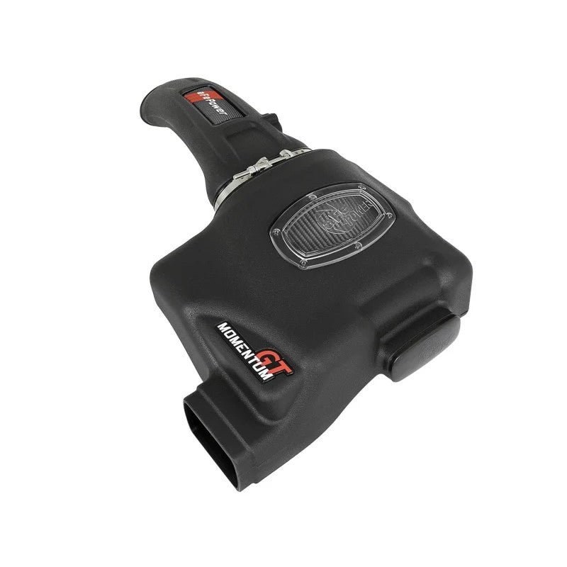 aFe Momentum GT cold air intake with black roto-molded housing and Pro DRY S synthetic filter for BMW N55 engines