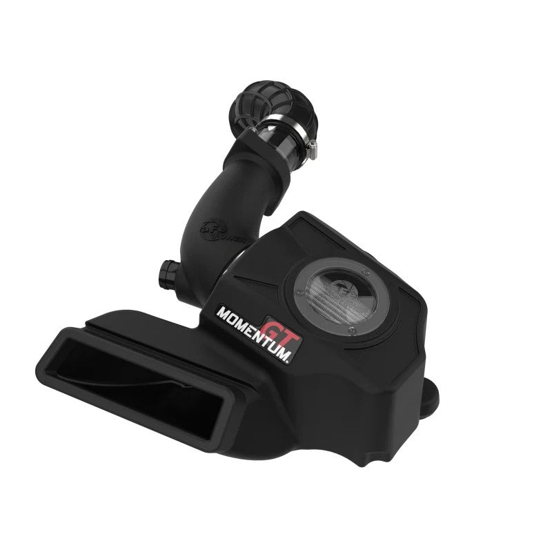 aFe POWER Momentum GT intake system with sealed XLPE housing, clear sight window, and Pro DRY S conical air filter.