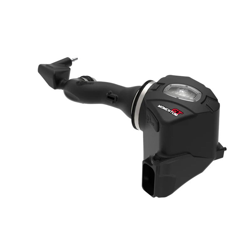 aFe Power Momentum GT cold air intake system with black XLPE housing and oil-free Pro DRY S synthetic air filter.