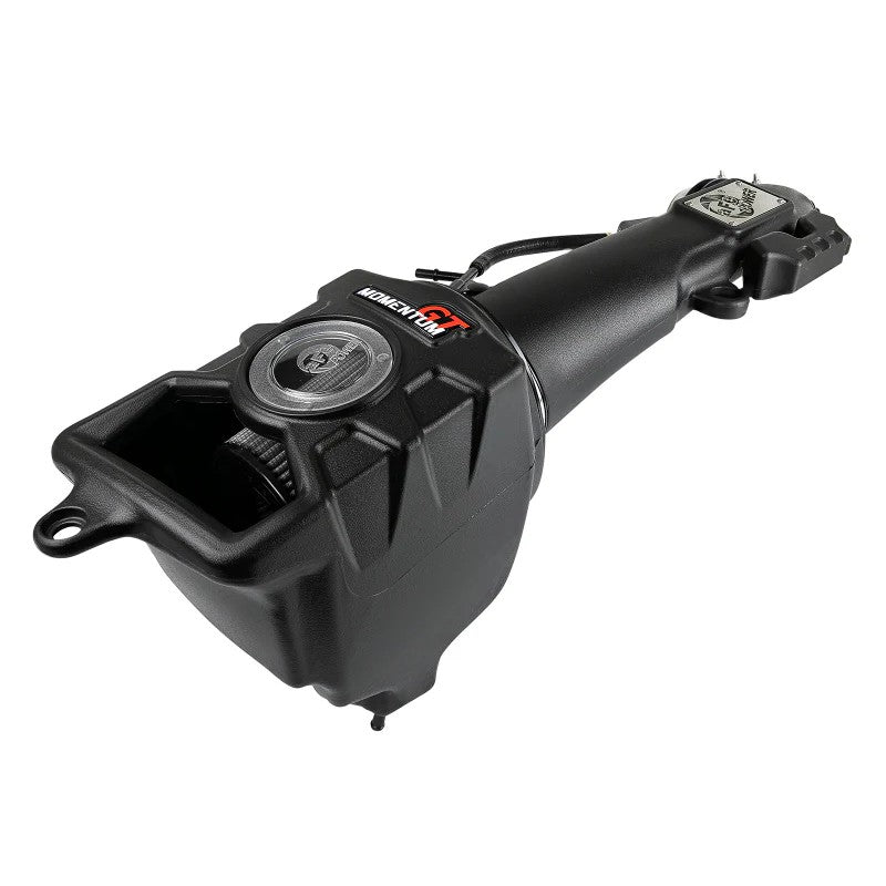 aFe Momentum GT cold air intake with black roto-molded housing and Pro DRY S filter for 2018-2023 Jeep Wrangler 2.0L