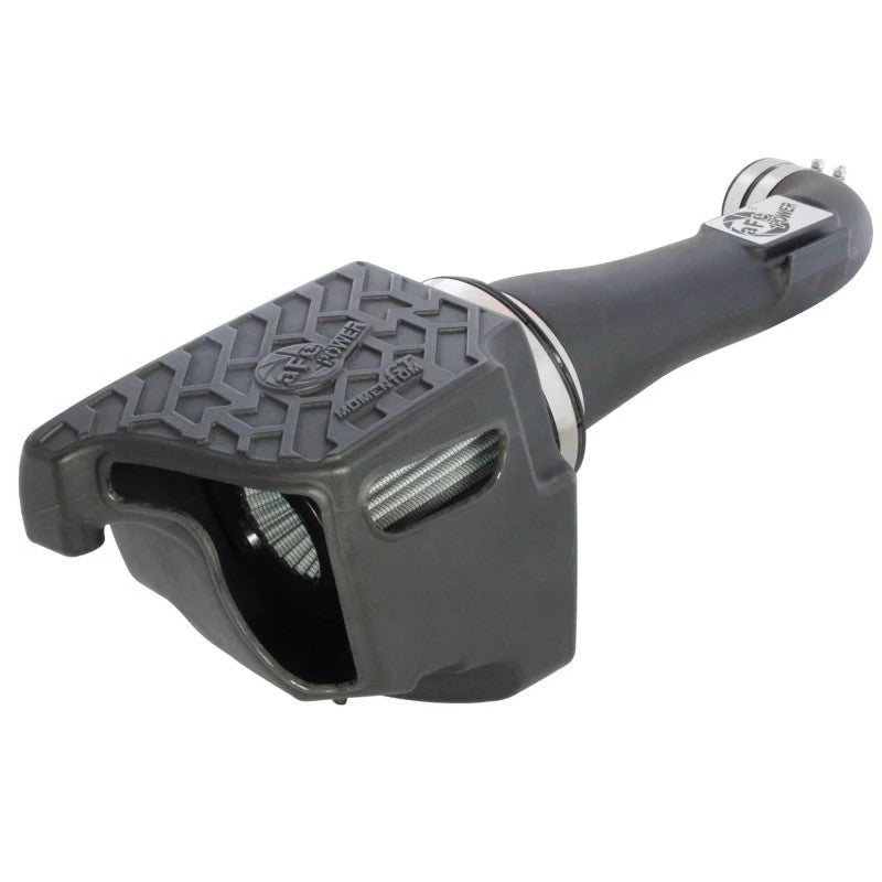 aFe Momentum GT sealed air intake with black housing and oil-free PRO DRY S filter for Jeep Wrangler JK