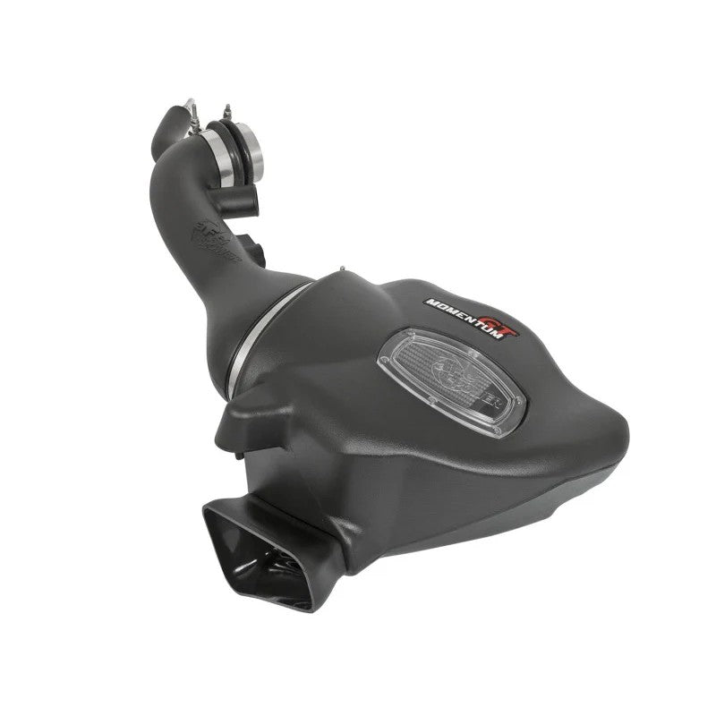 aFe Momentum GT Pro DRY S intake system with black sealed housing and clear sight window for 2016-2024 Camaro V6.