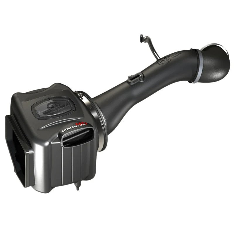 aFe Momentum GT cold air intake with black sealed housing, sight window, and dry air filter for 2016-2019 GM 6.0L trucks