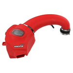 aFe Momentum GT Red Edition intake system with red XLPE sealed housing and large oil-free Pro DRY S air filter.