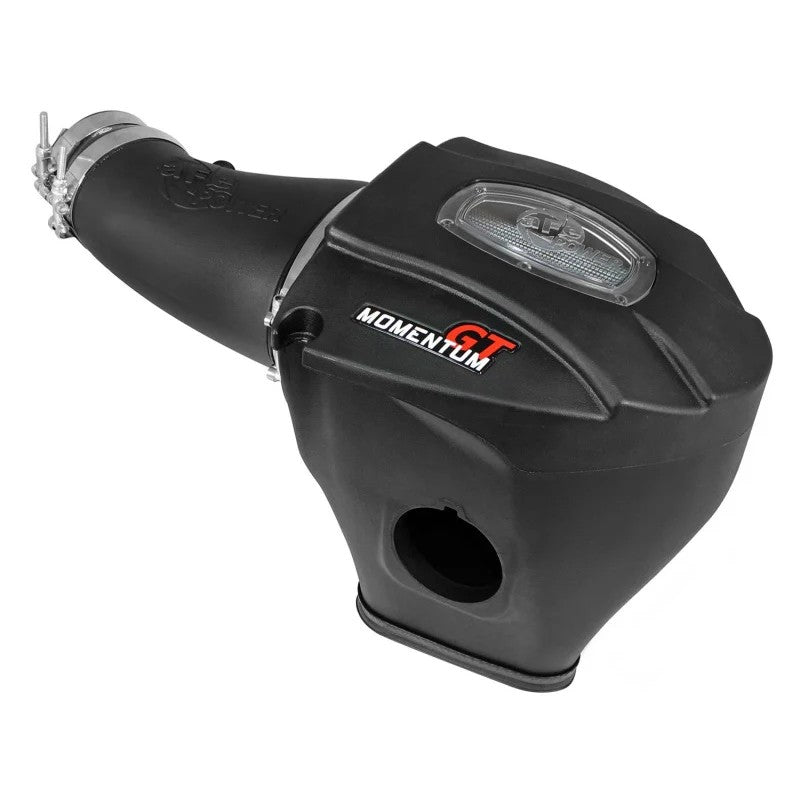 aFe Power Momentum GT Stage-2 air intake system featuring a black sealed housing and a Pro Dry S air filter.