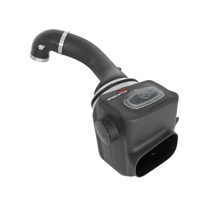 aFe Momentum HD Pro 10R intake kit featuring a black sealed housing, clear sight window, and oversized air filter.