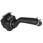 aFe Power Momentum HD intake with black roto-molded housing and clear sight window for 2017-2019 GM 6.6L diesel trucks.