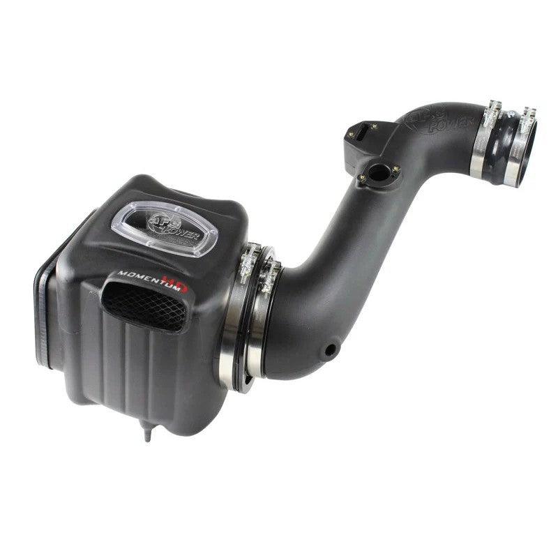 aFe Momentum HD Stage 2 Intake system with black roto-molded tube and sealed housing for GM 6.6L Duramax diesel
