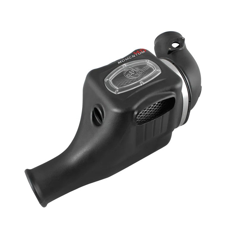 aFe Power Momentum HD cold air intake with black roto-molded housing and Pro DRY S filter for 6.0L Ford Power Stroke.