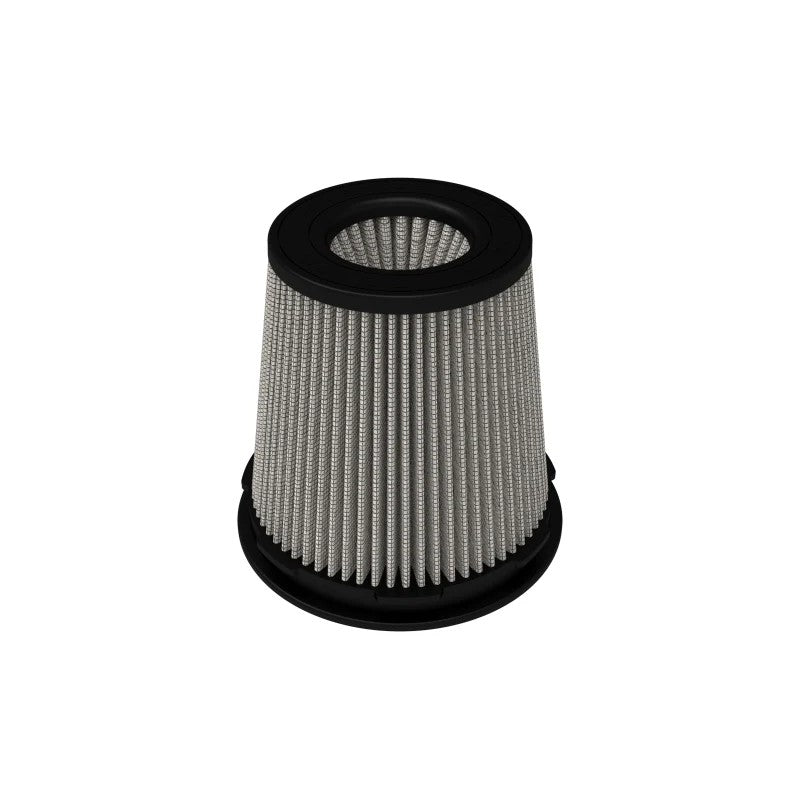 aFe Power Pro DRY S replacement air filter with white synthetic media, inverted top, and black polyurethane base