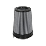 aFe Power conical Pro DRY S air filter with 5-inch flange and inverted top for Momentum intake systems.