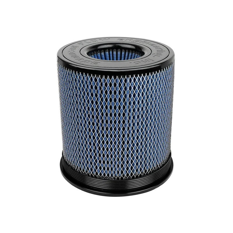 aFe POWER Momentum air filter featuring blue Pro 10R pleated media, inverted top, and black polyurethane base.