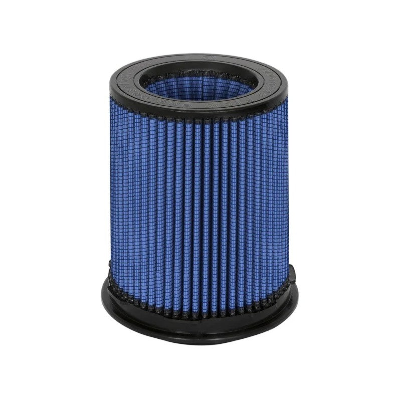aFe Power Pro 5R oiled replacement air filter with blue cotton gauze pleats and black polyurethane frame.