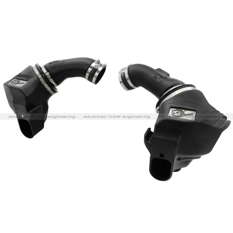 aFe Power Momentum PRO DRY S intake system featuring twin black rotomolded airboxes for BMW M5 and M6 engines.