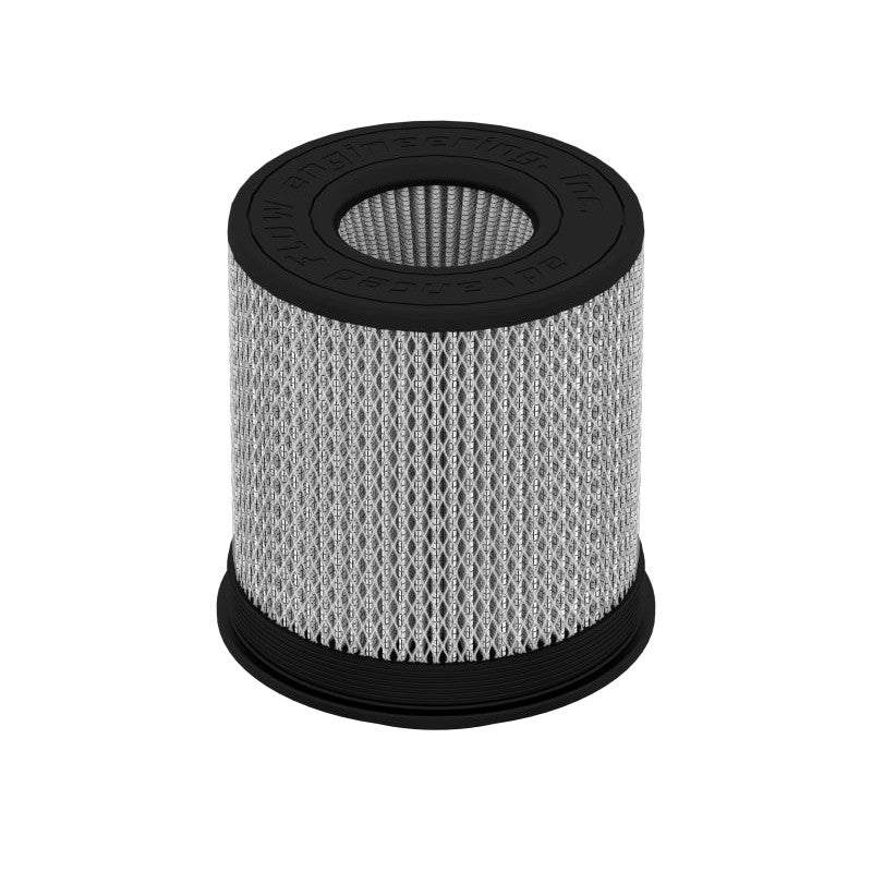 aFe Power Pro DRY S conical replacement air filter with 5.5-inch flange, inverted top, and blue synthetic media.