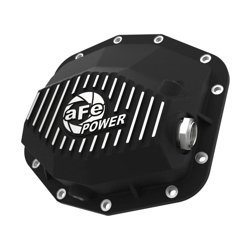 aFe POWER PRO Series black cast aluminum rear differential cover with machined cooling fins for 2021-2026 Ram 1500 TRX